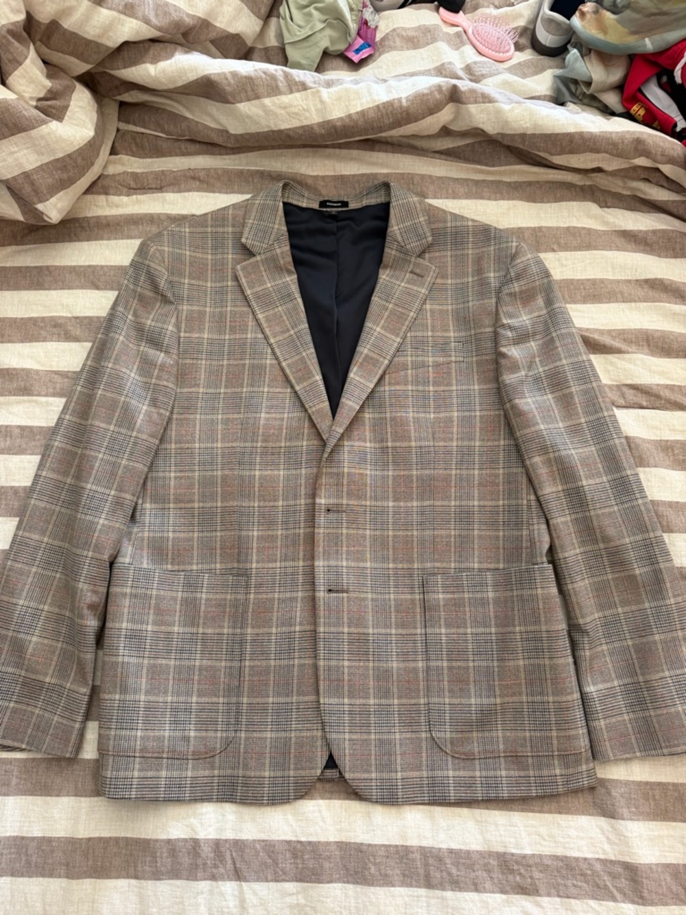Express Plaid Blazer in Brown and Gray